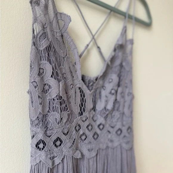Free People Adella Maxi Dress Size Small Lace Maxi Dress in Dark Gray Boho Chic - Picture 12 of 15